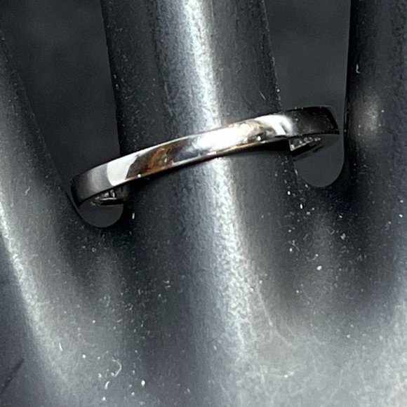 Sterling Silver With Brown Glass And Clear Cz Ring Sz 8 1/2 (R282) - Picture 4 of 6